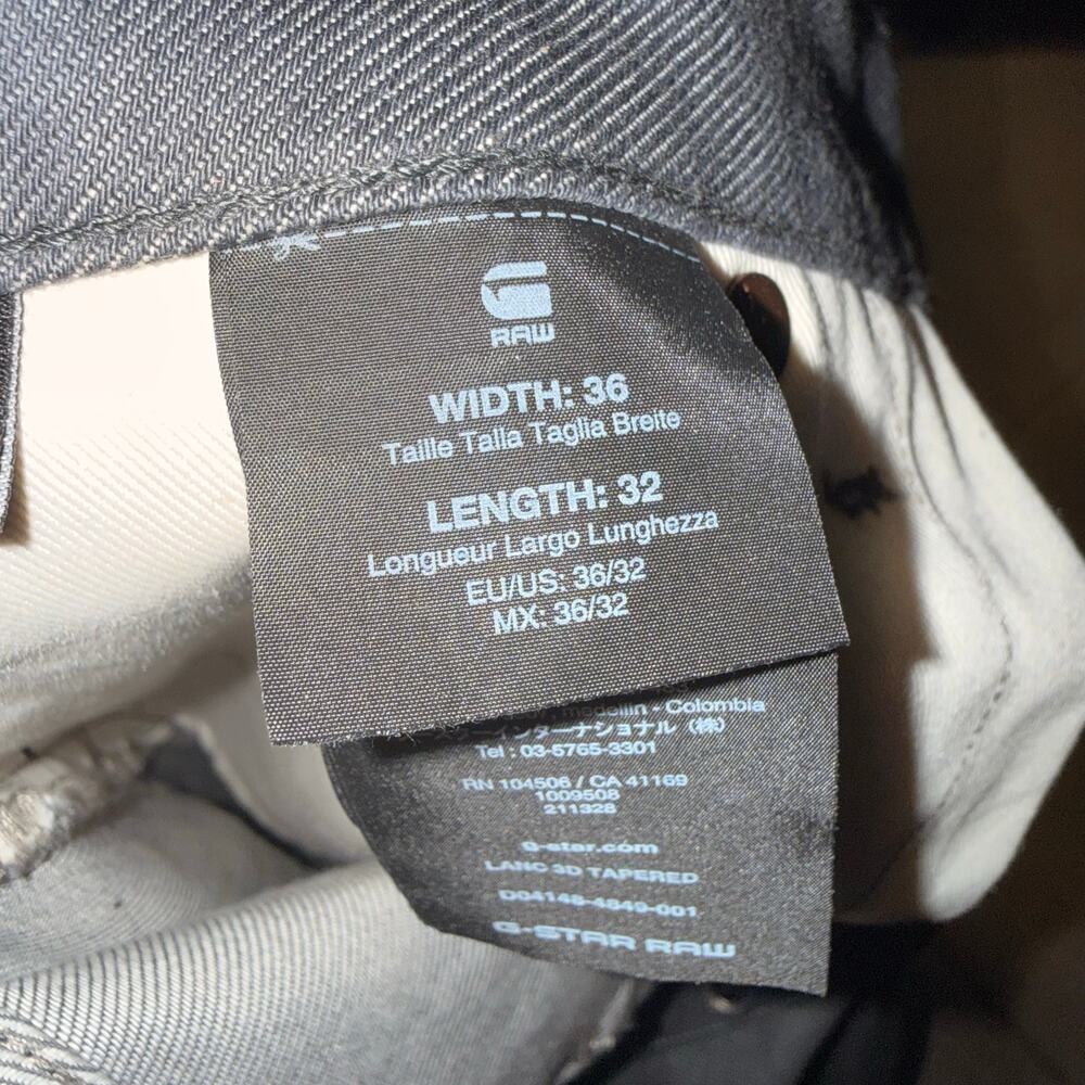 G-Star Raw Men's Lanc 3D Straight Tapered Jeans in Dark Blue Gray Size 36 x 32 - Picture 12 of 12